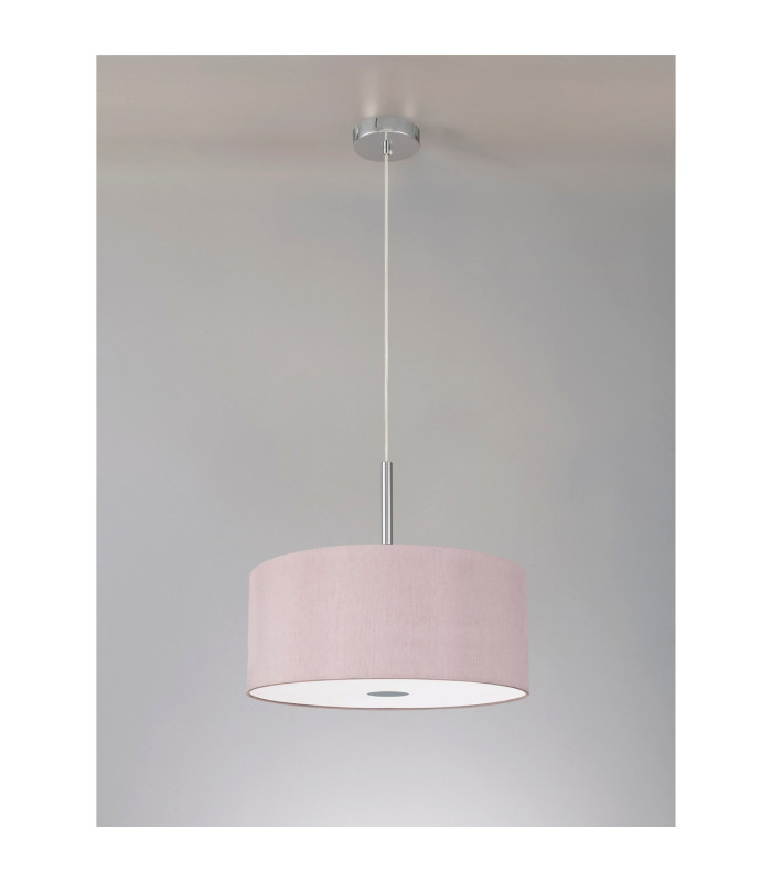 Baymont Polished Chrome 5 Light E27 Single Pendant With 40cm x 18cm Dual Faux Silk Shade Taupe/Halo Gold-14