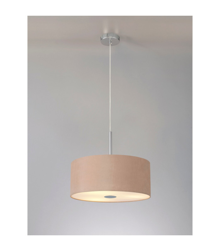 Baymont Polished Chrome 5 Light E27 Single Pendant With 40cm x 18cm Dual Faux Silk Shade Antique Gold/Ruby-2