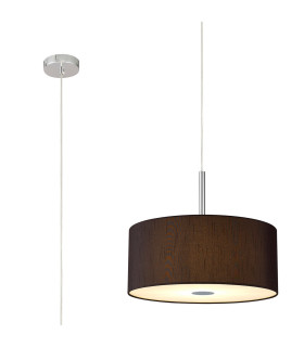Baymont Polished Chrome 5 Light E27 Single Pendant With 40cm x 18cm Faux Silk Shade Black/White Laminate-1