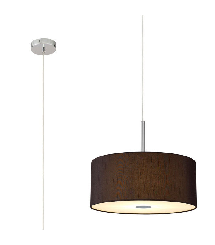 Baymont Polished Chrome 5 Light E27 Single Pendant With 40cm x 18cm Faux Silk Shade Black/White Laminate-1