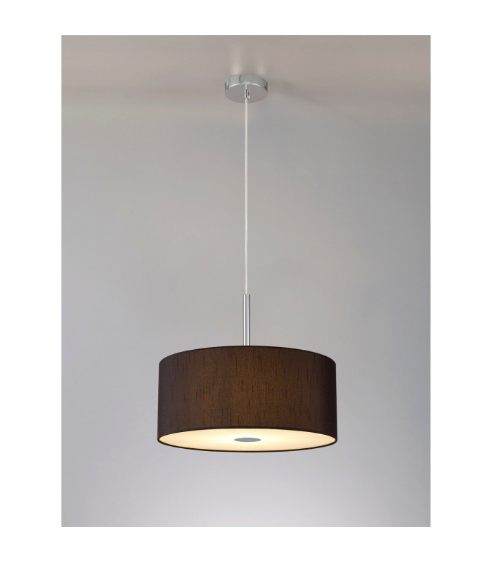 Baymont Polished Chrome 5 Light E27 Single Pendant With 40cm x 18cm Faux Silk Shade Black/White Laminate-2