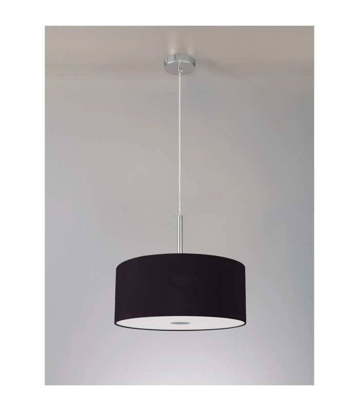 Baymont Polished Chrome 5 Light E27 Single Pendant With 40cm x 18cm Dual Faux Silk Shade Black/Green Olive-14
