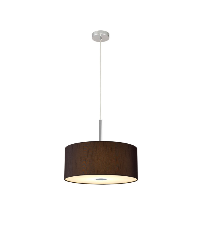 Baymont Polished Chrome 5 Light E27 Single Pendant With 40cm x 18cm Faux Silk Shade Black/White Laminate-4