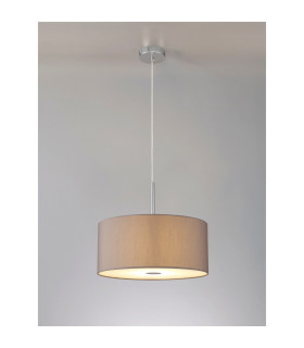 Baymont Polished Chrome 5 Light E27 Single Pendant With 40cm x 18cm Faux Silk Shade Grey/White Laminate-2