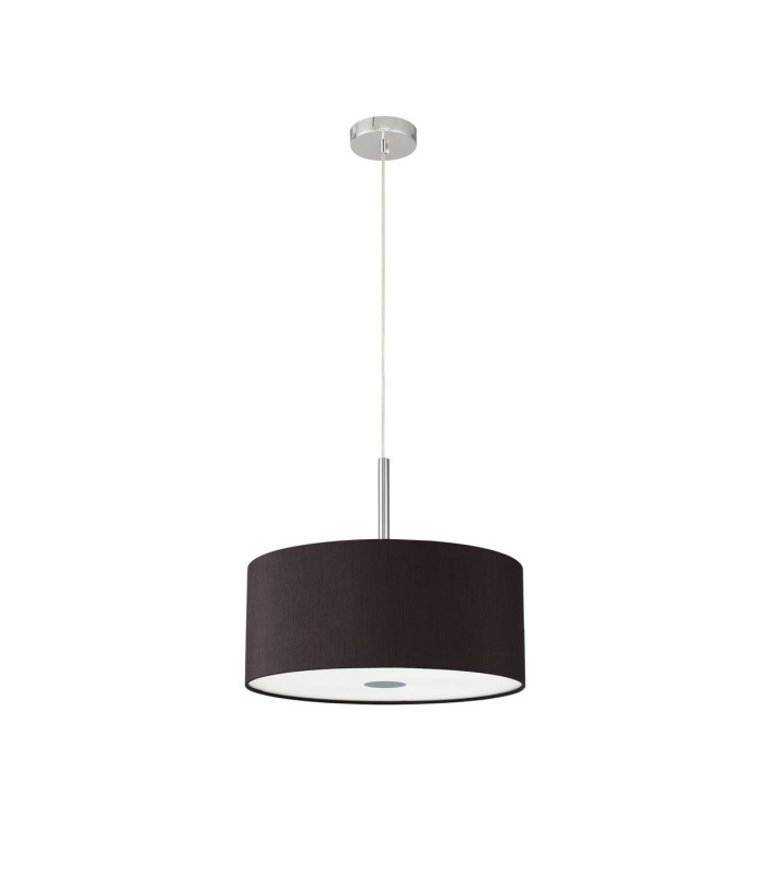 Baymont Polished Chrome 5 Light E27 Single Pendant With 40cm x 18cm Faux Silk Shade Black/White Laminate-5