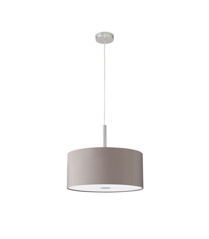 Baymont Polished Chrome 5 Light E27 Single Pendant With 40cm x 18cm Faux Silk Shade Grey/White Laminate-5