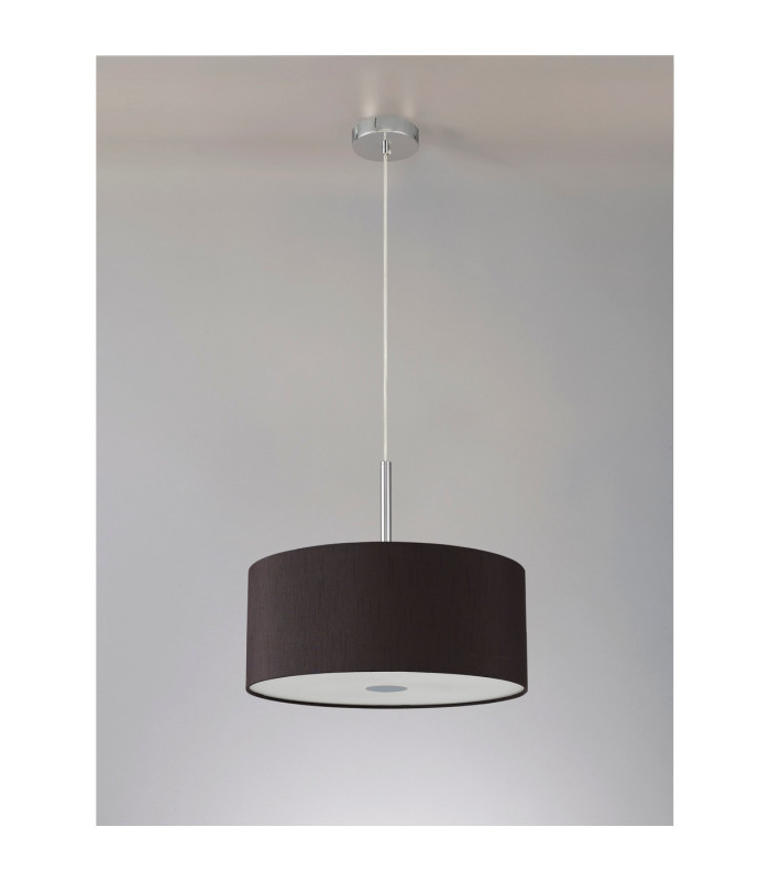 Baymont Polished Chrome 5 Light E27 Single Pendant With 40cm x 18cm Faux Silk Shade Black/White Laminate-14