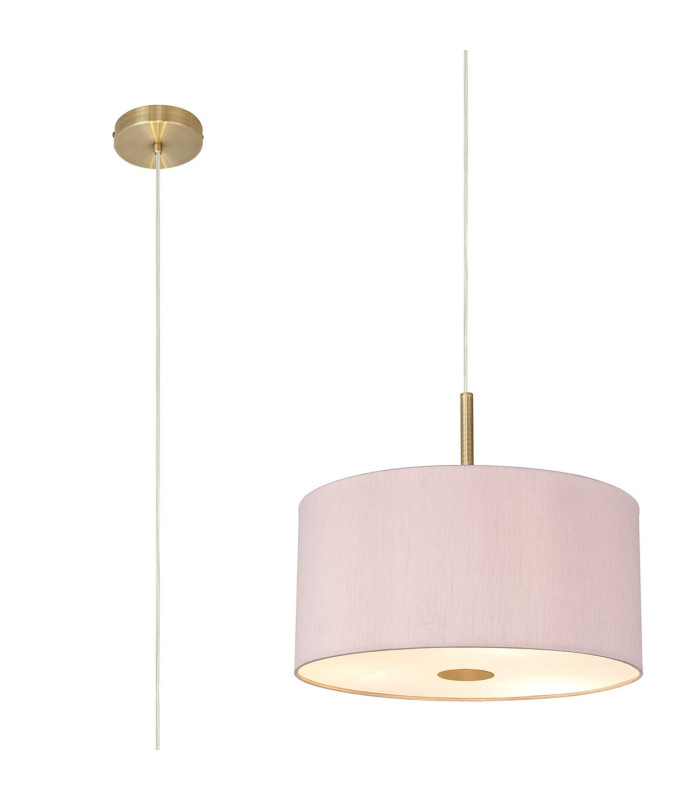 Baymont Antique Brass 5 Light E27 Single Pendant With 40cm x 18cm Dual Faux Silk Shade Taupe/Halo Gold-1