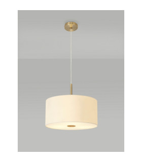 Baymont Antique Brass 5 Light E27 Single Pendant With 40cm Faux Silk Shade Ivory Pearl/White Laminate-2