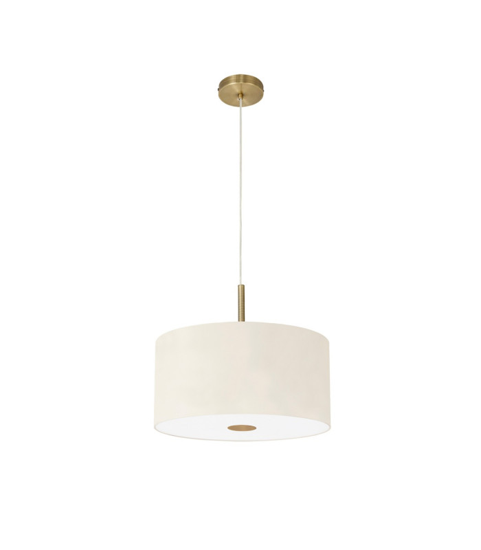Baymont Antique Brass 5 Light E27 Single Pendant With 40cm Faux Silk Shade Ivory Pearl/White Laminate-5