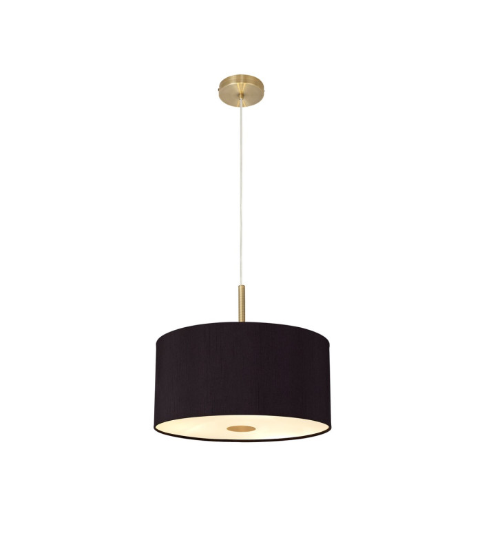 Baymont Antique Brass 5 Light E27 Single Pendant With 40cm x 18cm Dual Faux Silk Shade Black/Green Olive-4