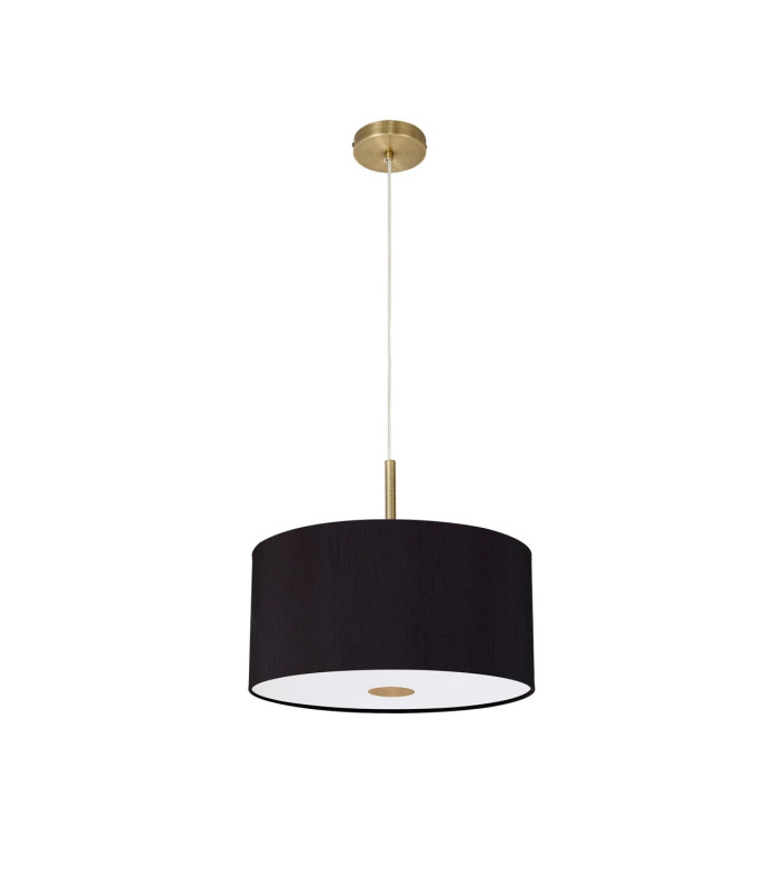 Baymont Antique Brass 5 Light E27 Single Pendant With 40cm x 18cm Dual Faux Silk Shade Black/Green Olive-5