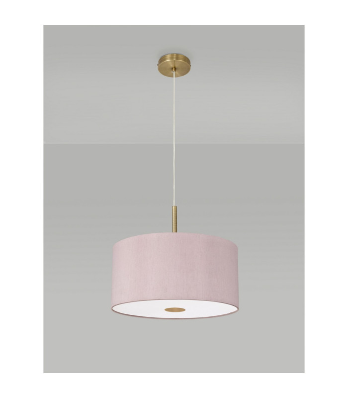 Baymont Antique Brass 5 Light E27 Single Pendant With 40cm x 18cm Dual Faux Silk Shade Taupe/Halo Gold-14