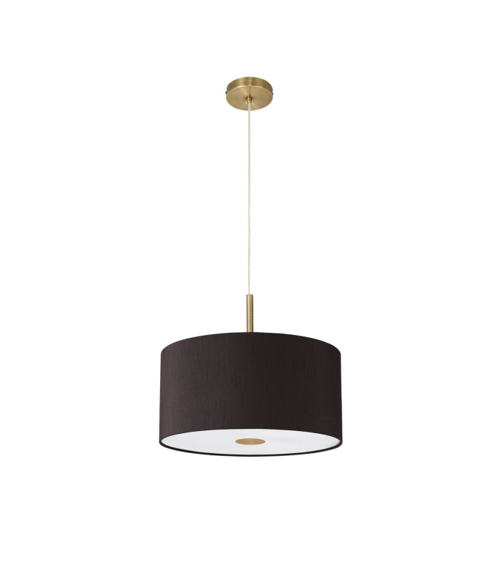 Baymont Antique Brass 5 Light E27 Single Pendant With 40cm x 18cm Faux Silk Shade Black/White Laminate-5