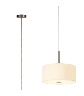 Baymont Satin Nickel 5 Light E27 Single Pendant With 40cm x 18cm Faux Silk Shade Ivory Pearl/White Laminate-1