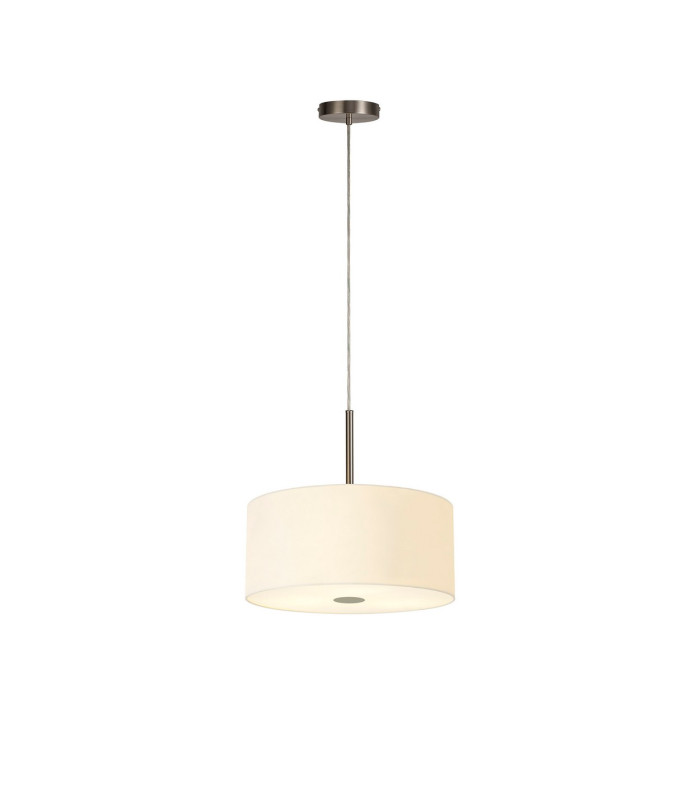 Baymont Satin Nickel 5 Light E27 Single Pendant With 40cm x 18cm Faux Silk Shade Ivory Pearl/White Laminate-4
