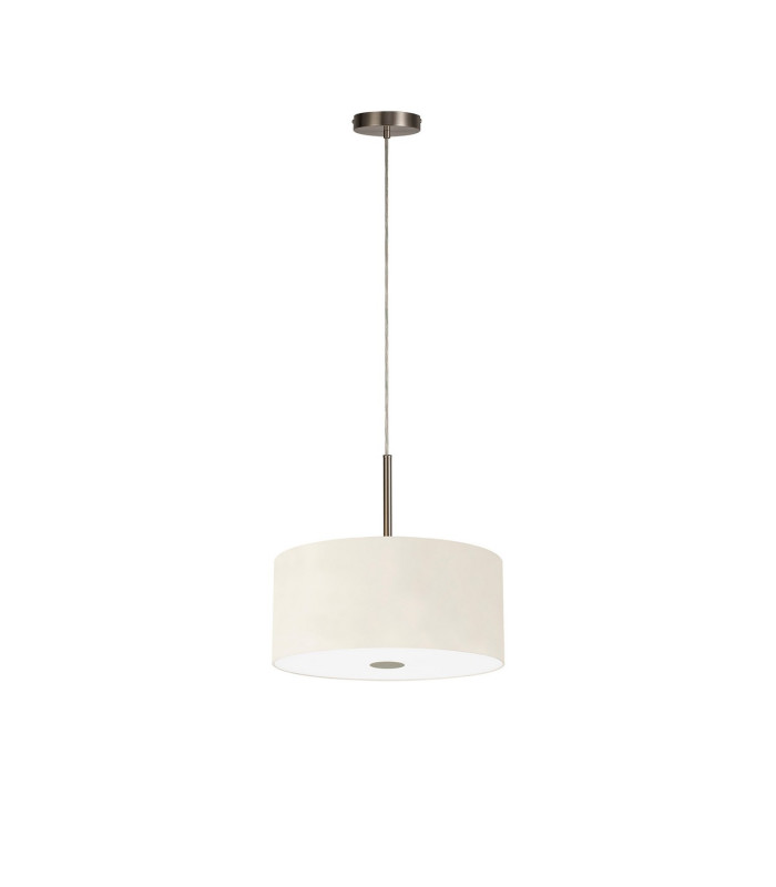 Baymont Satin Nickel 5 Light E27 Single Pendant With 40cm x 18cm Faux Silk Shade Ivory Pearl/White Laminate-5