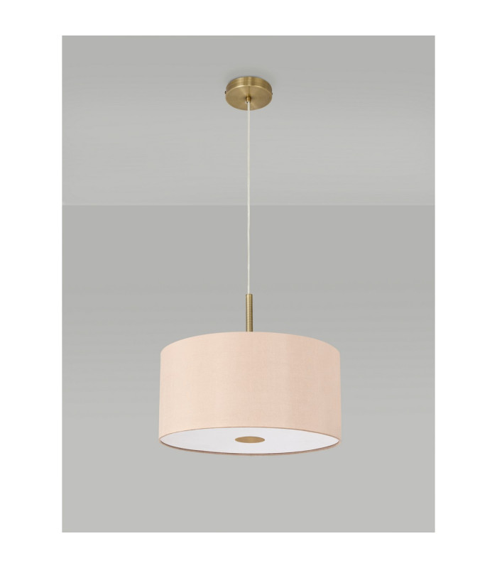 Baymont Antique Brass 5 Light E27 Single Pendant With 40cm x 18cm Dual Faux Silk Shade Antique Gold/Ruby-14