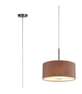Baymont Satin Nickel 5 Light E27 Single Pendant With 40cm x 18cm Dual Faux Silk Shade Taupe/Halo Gold-1