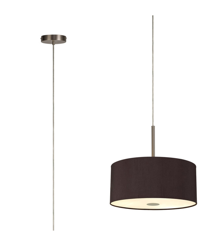 Baymont Satin Nickel 5 Light E27 Single Pendant With 40cm x 18cm Dual Faux Silk Shade Black/Green Olive-1
