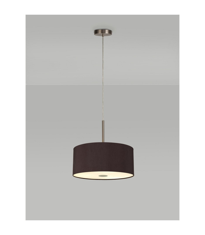 Baymont Satin Nickel 5 Light E27 Single Pendant With 40cm x 18cm Dual Faux Silk Shade Black/Green Olive-2