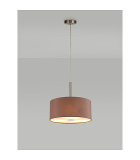 Baymont Satin Nickel 5 Light E27 Single Pendant With 40cm x 18cm Dual Faux Silk Shade Taupe/Halo Gold-2