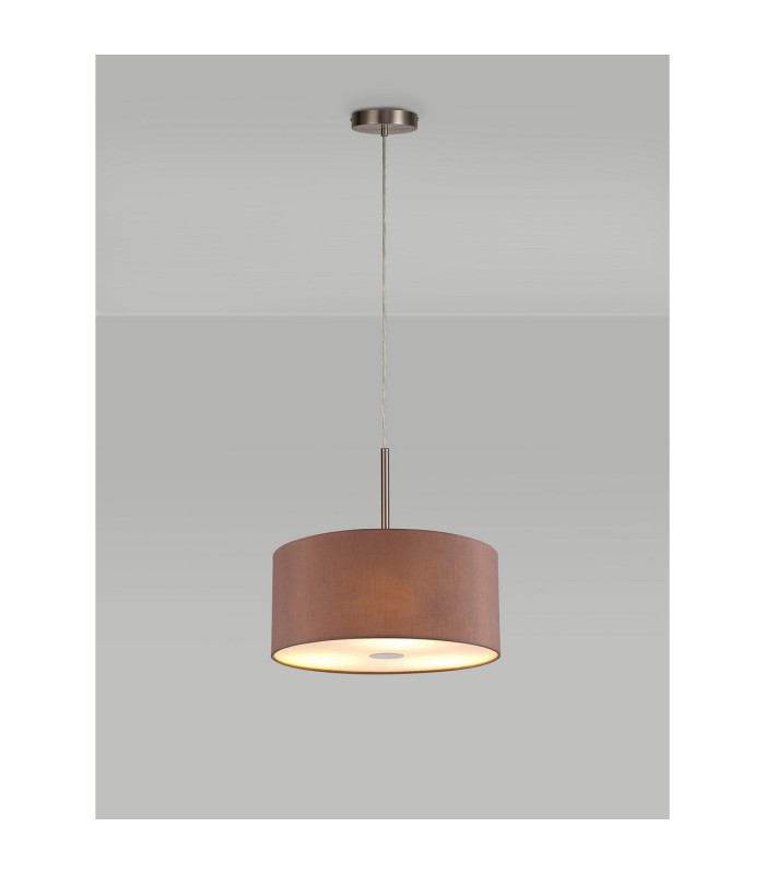 Baymont Satin Nickel 5 Light E27 Single Pendant With 40cm x 18cm Dual Faux Silk Shade Taupe/Halo Gold-2