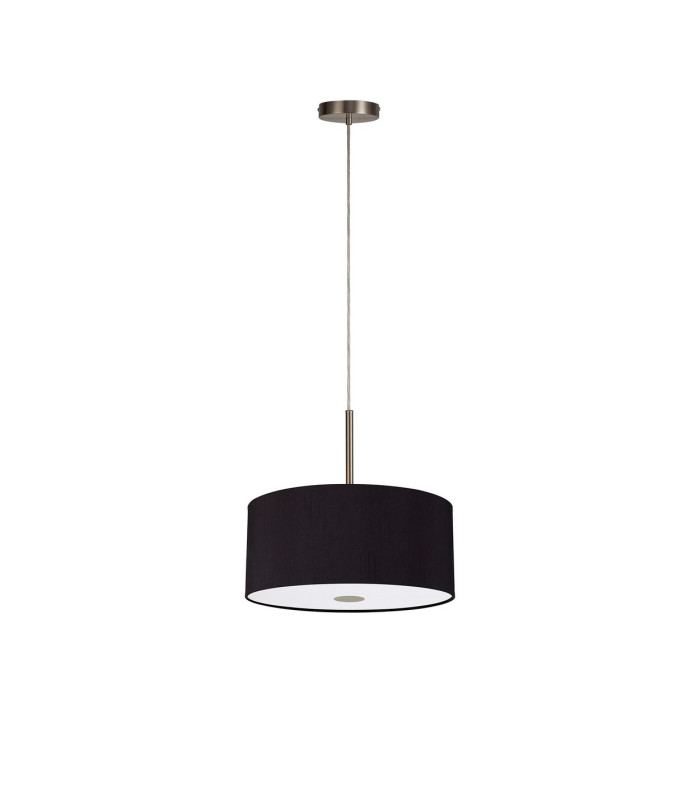 Baymont Satin Nickel 5 Light E27 Single Pendant With 40cm x 18cm Dual Faux Silk Shade Black/Green Olive-5