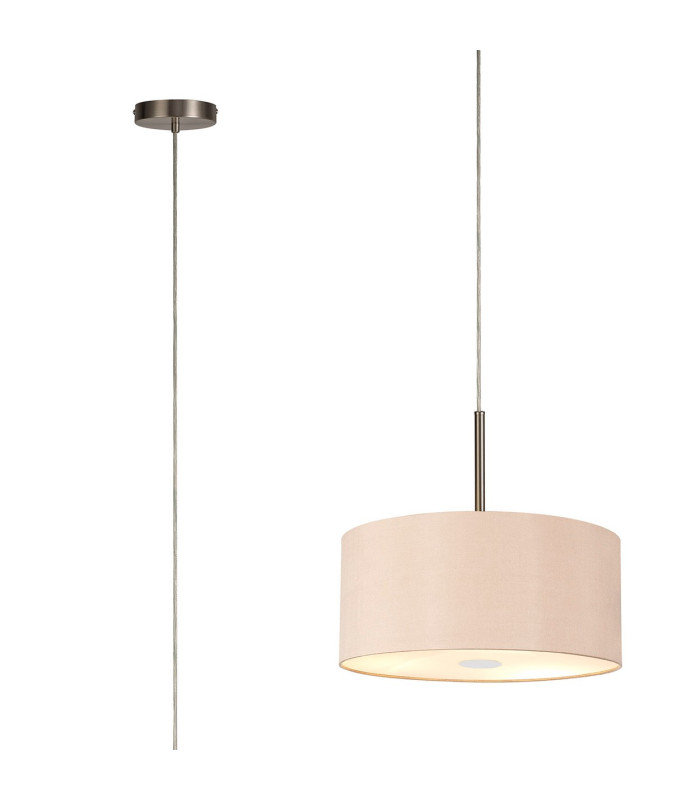 Baymont Satin Nickel 5 Light E27 Single Pendant With 40cm Dual Faux Silk Shade Antique Gold/Ruby-1