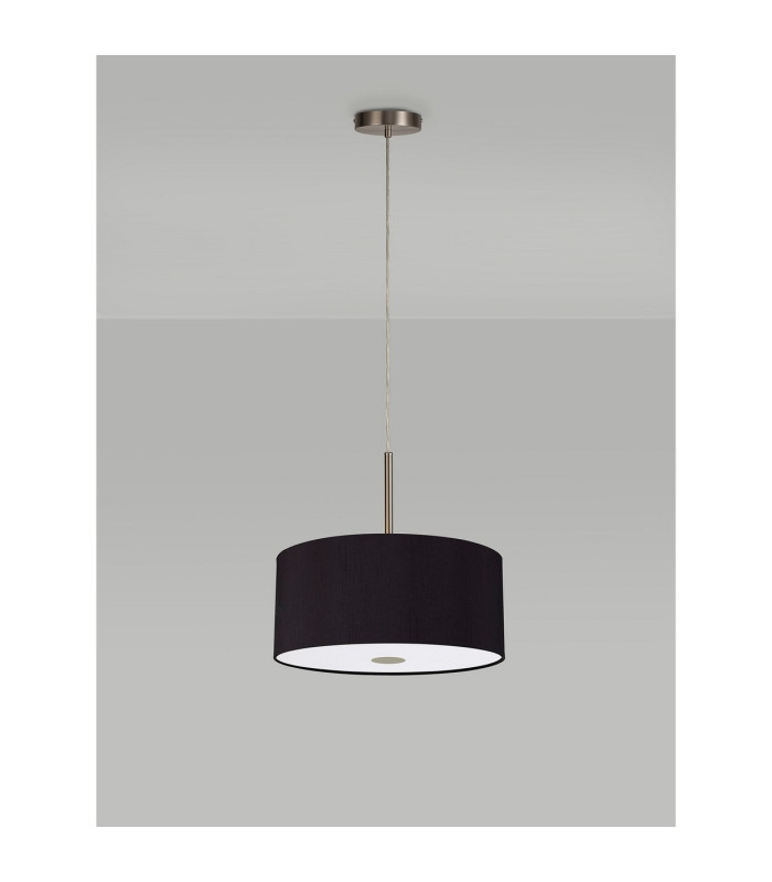 Baymont Satin Nickel 5 Light E27 Single Pendant With 40cm x 18cm Dual Faux Silk Shade Black/Green Olive-14