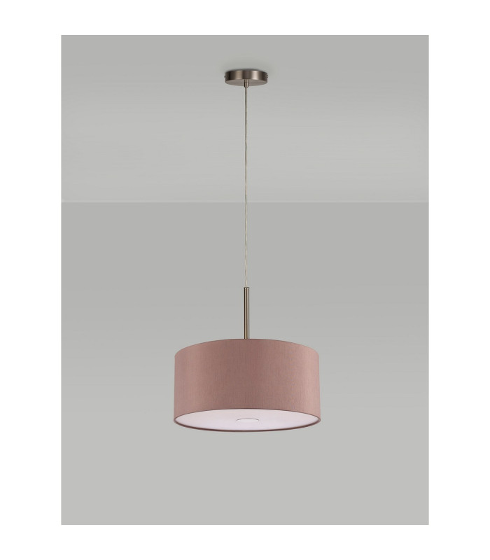 Baymont Satin Nickel 5 Light E27 Single Pendant With 40cm x 18cm Dual Faux Silk Shade Taupe/Halo Gold-14