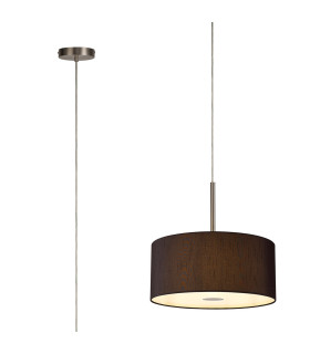 Baymont Satin Nickel 5 Light E27 Single Pendant With 40cm x 18cm Faux Silk Shade Black/White Laminate-1