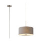 Baymont Satin Nickel 5 Light E27 Single Pendant With 40cm x 18cm Faux Silk Shade Grey/White Laminate-1