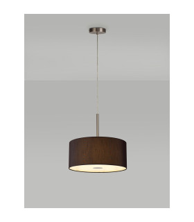 Baymont Satin Nickel 5 Light E27 Single Pendant With 40cm x 18cm Faux Silk Shade Black/White Laminate-2