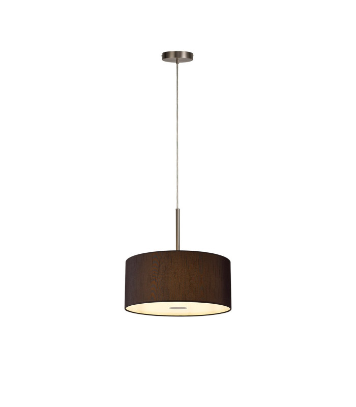 Baymont Satin Nickel 5 Light E27 Single Pendant With 40cm x 18cm Faux Silk Shade Black/White Laminate-4