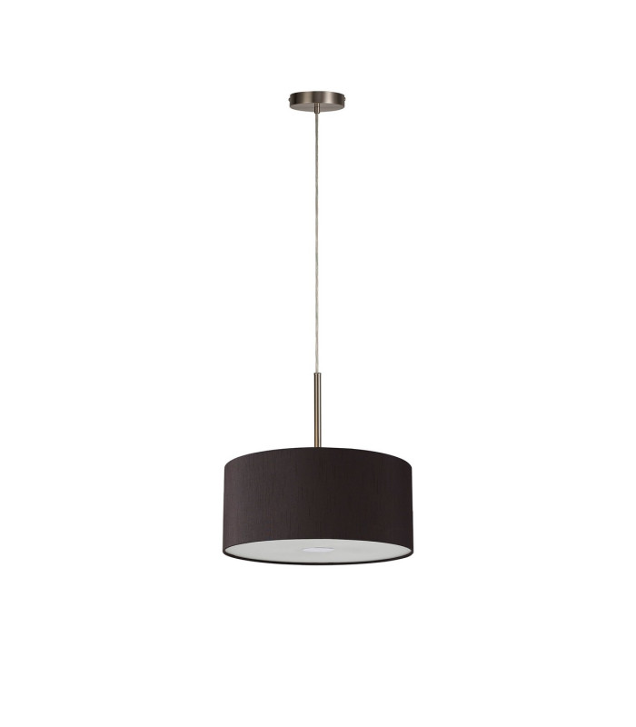 Baymont Satin Nickel 5 Light E27 Single Pendant With 40cm x 18cm Faux Silk Shade Black/White Laminate-5