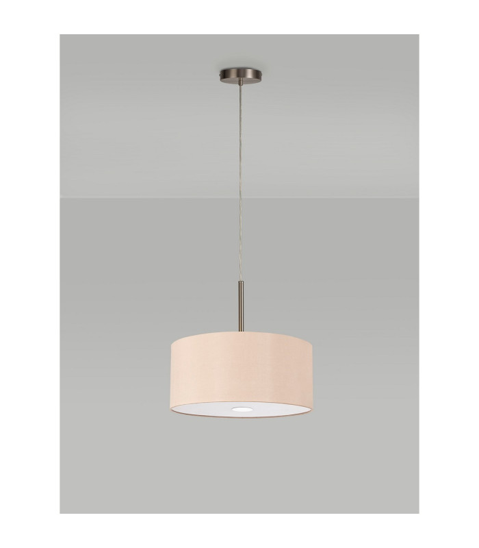 Baymont Satin Nickel 5 Light E27 Single Pendant With 40cm Dual Faux Silk Shade Antique Gold/Ruby-14