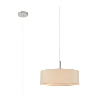 Baymont Polished Chrome 5 Light E27 Single Pendant With 45cm x 15cm Faux Silk Shade Ivory Pearl/White Laminate-1