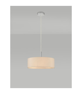 Baymont Polished Chrome 5 Light E27 Single Pendant With 45cm x 15cm Faux Silk Shade Ivory Pearl/White Laminate-2
