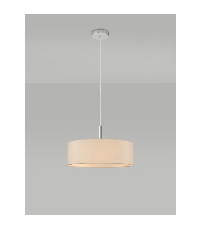 Baymont Polished Chrome 5 Light E27 Single Pendant With 45cm x 15cm Faux Silk Shade Ivory Pearl/White Laminate-2