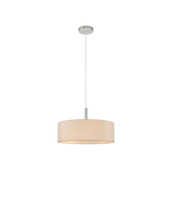 Baymont Polished Chrome 5 Light E27 Single Pendant With 45cm x 15cm Faux Silk Shade Ivory Pearl/White Laminate-4