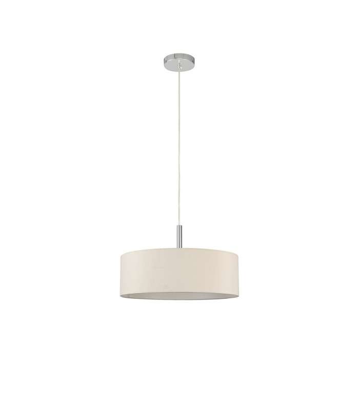 Baymont Polished Chrome 5 Light E27 Single Pendant With 45cm x 15cm Faux Silk Shade Ivory Pearl/White Laminate-5