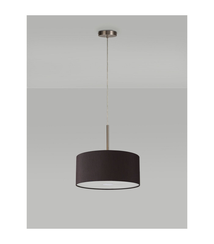 Baymont Satin Nickel 5 Light E27 Single Pendant With 40cm x 18cm Faux Silk Shade Black/White Laminate-14