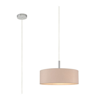 Baymont Polished Chrome 5 Light E27 Single Pendant With 45cm x 15cm Dual Faux Silk Shade Nude Beige/Moonlight-1