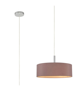 Baymont Polished Chrome 5 Light E27 Single Pendant With 45cm x 15cm Dual Faux Silk Shade Taupe/Halo Gold-1