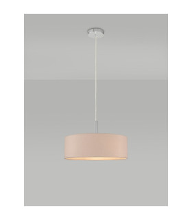 Baymont Polished Chrome 5 Light E27 Single Pendant With 45cm x 15cm Dual Faux Silk Shade Nude Beige/Moonlight-2