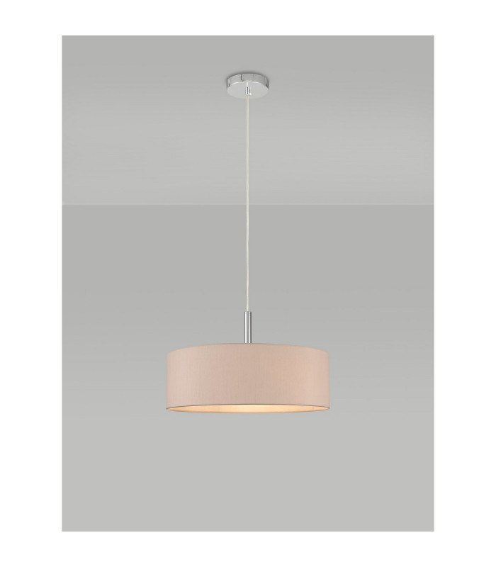 Baymont Polished Chrome 5 Light E27 Single Pendant With 45cm x 15cm Dual Faux Silk Shade Nude Beige/Moonlight-2