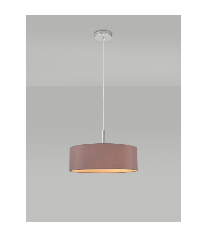 Baymont Polished Chrome 5 Light E27 Single Pendant With 45cm x 15cm Dual Faux Silk Shade Taupe/Halo Gold-2