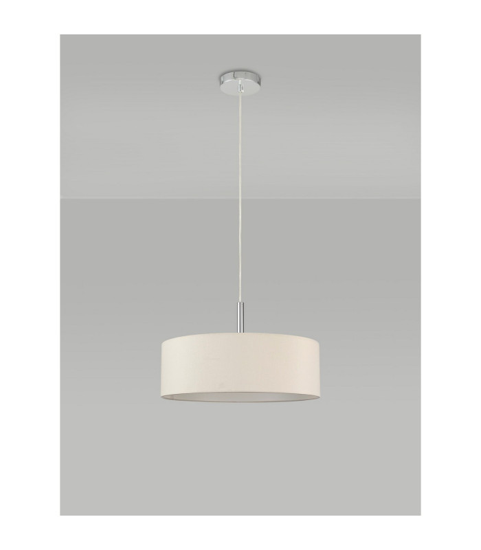 Baymont Polished Chrome 5 Light E27 Single Pendant With 45cm x 15cm Faux Silk Shade Ivory Pearl/White Laminate-12