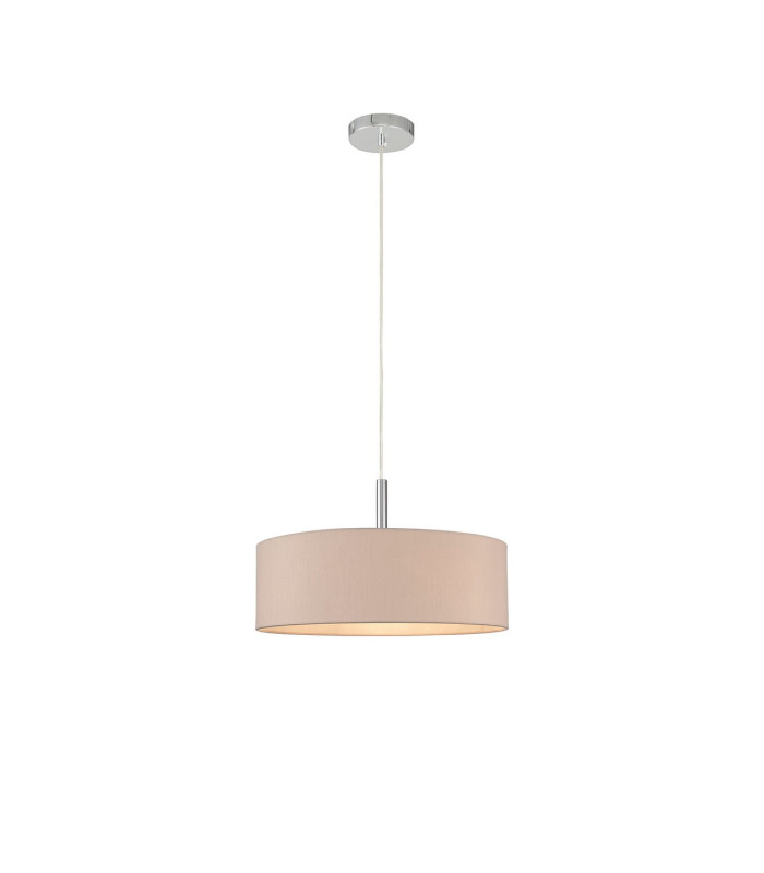 Baymont Polished Chrome 5 Light E27 Single Pendant With 45cm x 15cm Dual Faux Silk Shade Nude Beige/Moonlight-4